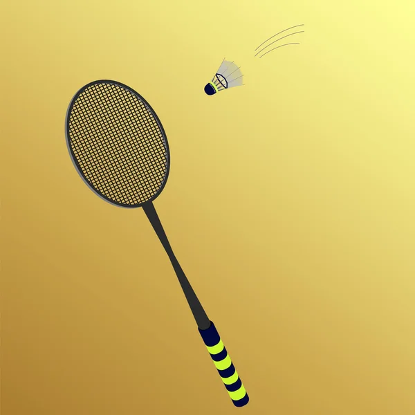 Shuttlecock vuela a raquetas de bádminton — Vector de stock